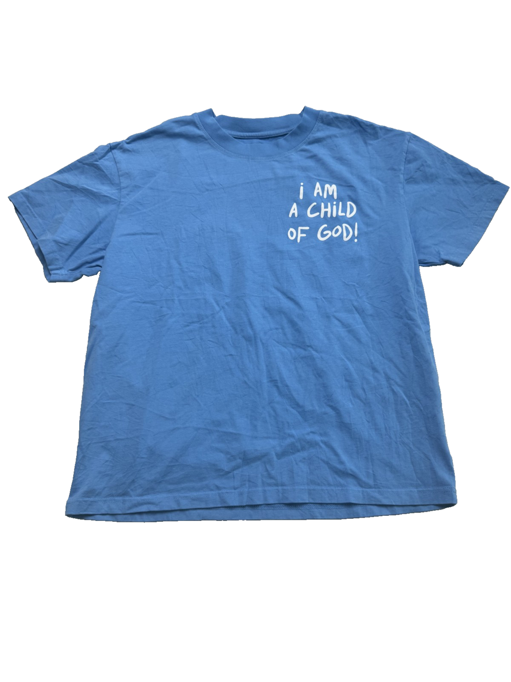 ef Shirt Mens Large Blue I Am A Child Of God Graphic Tee Relaxed Fit Christian